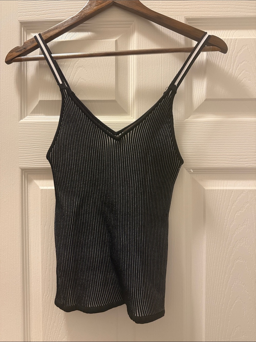 Kerisma Black Ribbed V-Neck Camisole with Contrast Straps